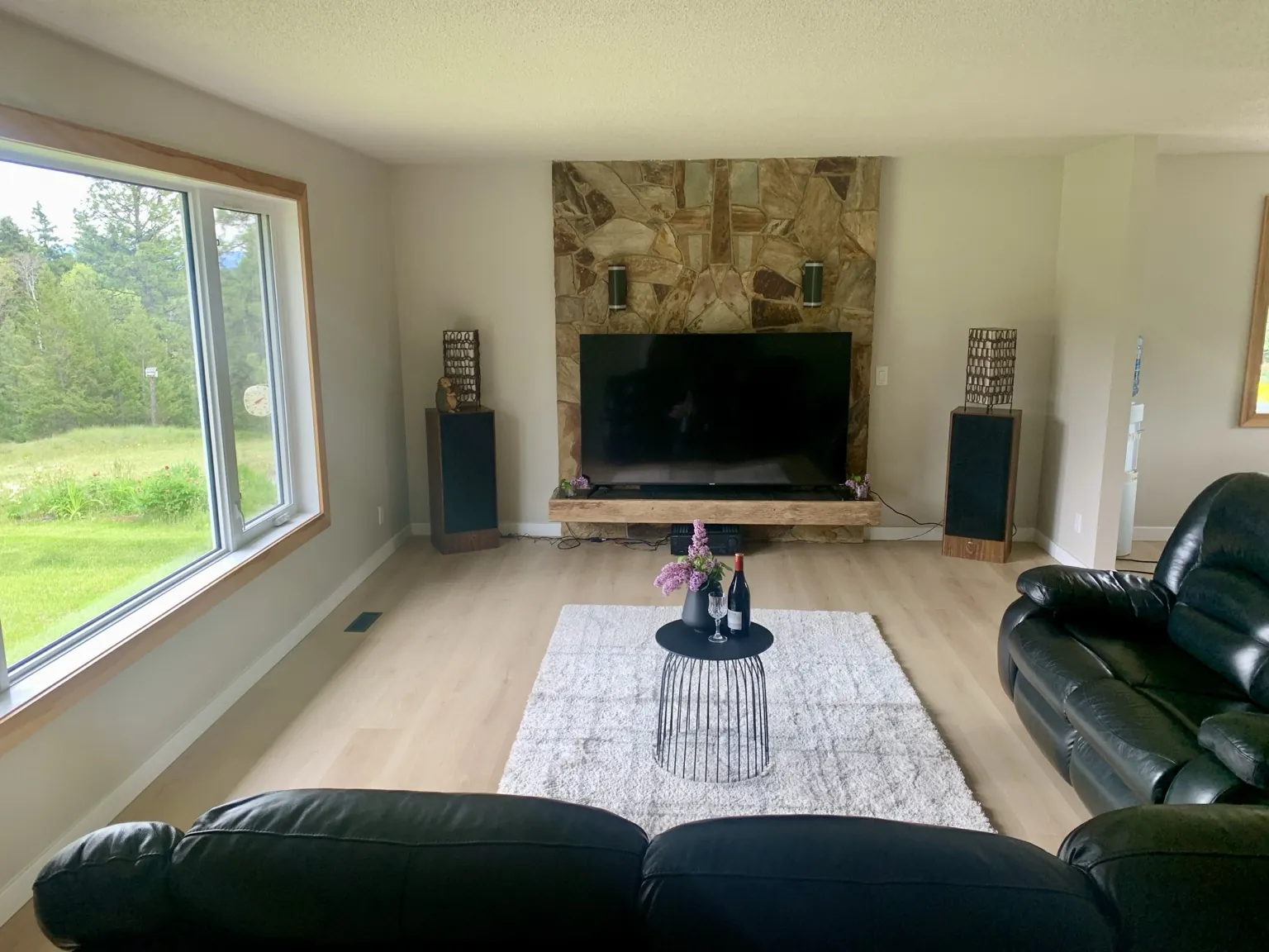 Bright living room with large window